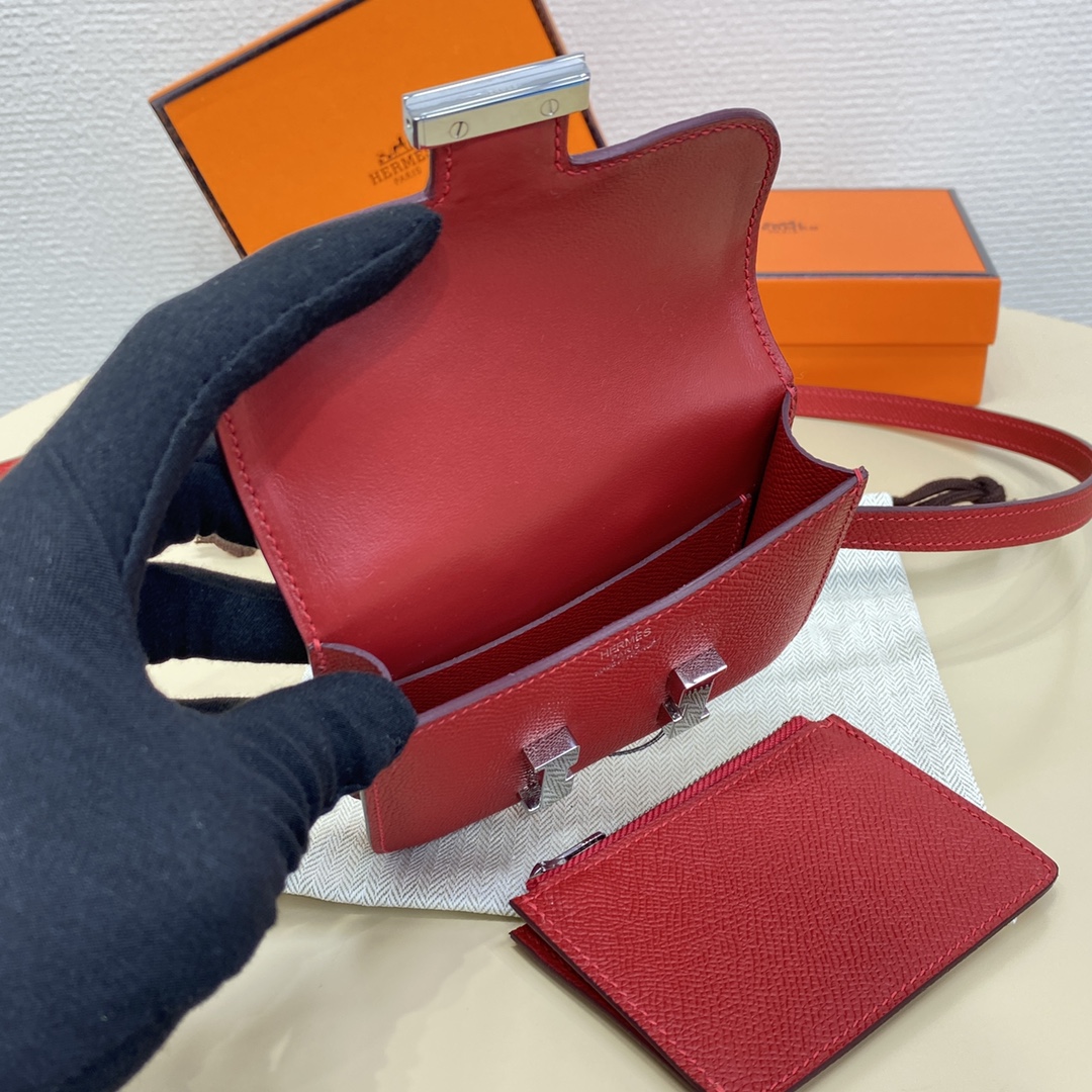 Hermes Constance Slim Wallet Belt Bag In Burgundy Epsom Leather